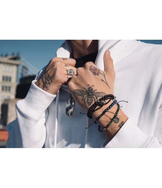 Black Rope Sterling Silver Trinity Bracelet