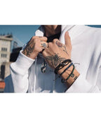 Black Rope Sterling Silver Trinity Bracelet