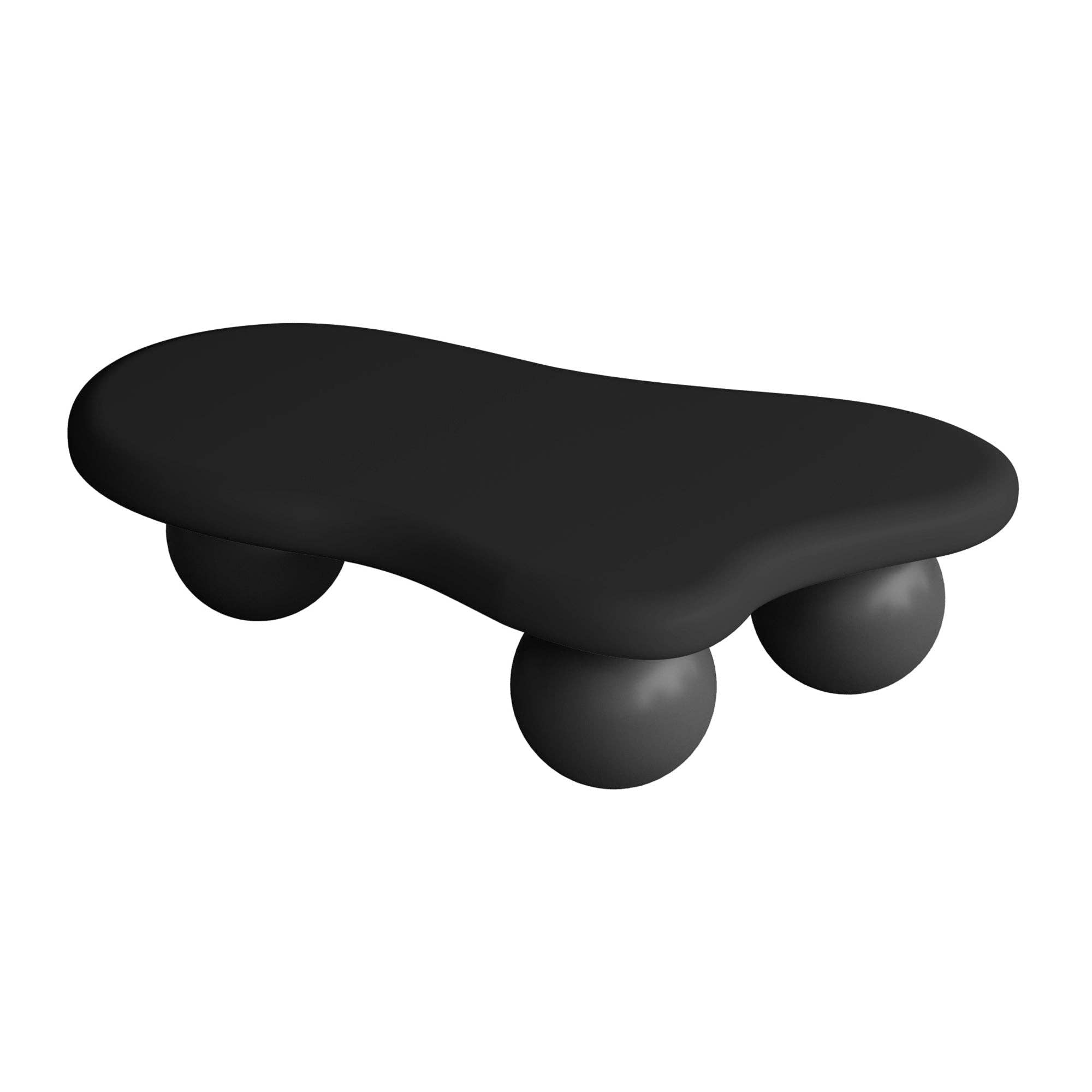 47" Cloud Shaped Coffee Table with 3 Ball Legs, Black