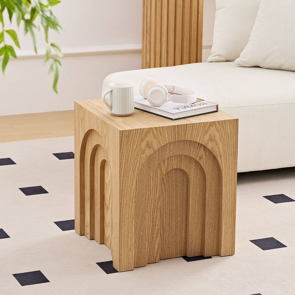 Natural Square Side Table Modern Accent End Table