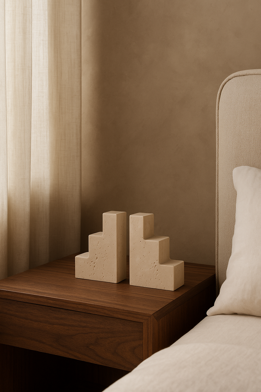 Travertine Stair Cube Bookend Set of 2