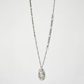 SILVER KEYHOLE SHELL MIXED-CHAIN PENDANT NECKLACE