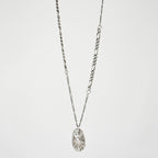 SILVER KEYHOLE SHELL MIXED-CHAIN PENDANT NECKLACE