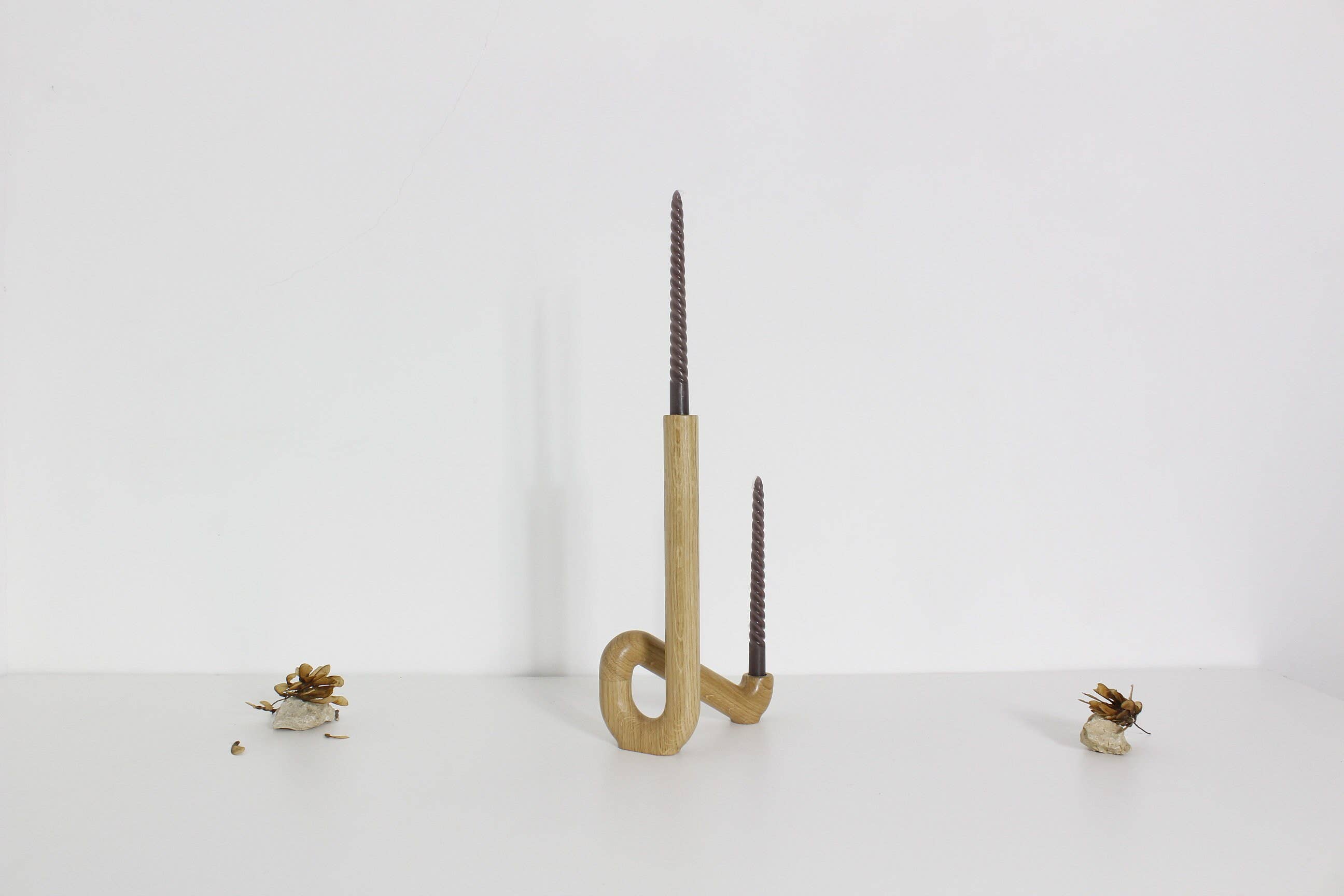 "Affluent" Wooden Candle Holder For Two Candles In Oak