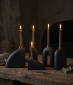Sculptural Loop Wood Candle Holders, Charcoal, Set of 5