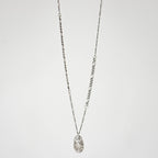 SILVER KEYHOLE SHELL MIXED-CHAIN PENDANT NECKLACE