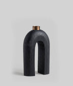 Sculptural Loop Wood Candle Holders, Charcoal, Set of 5