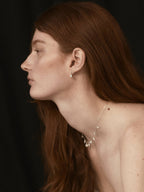 SILVER SEAWEED PODS & PEARLS NECKLACE