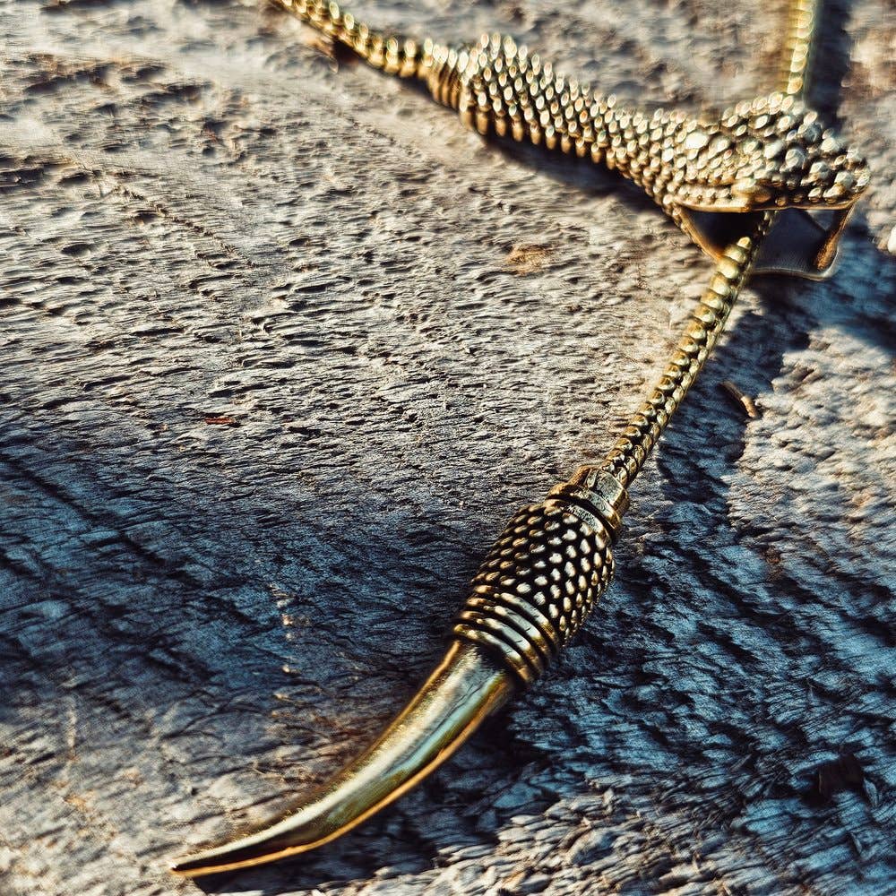 Brass Chain Serpent Necklace - Long