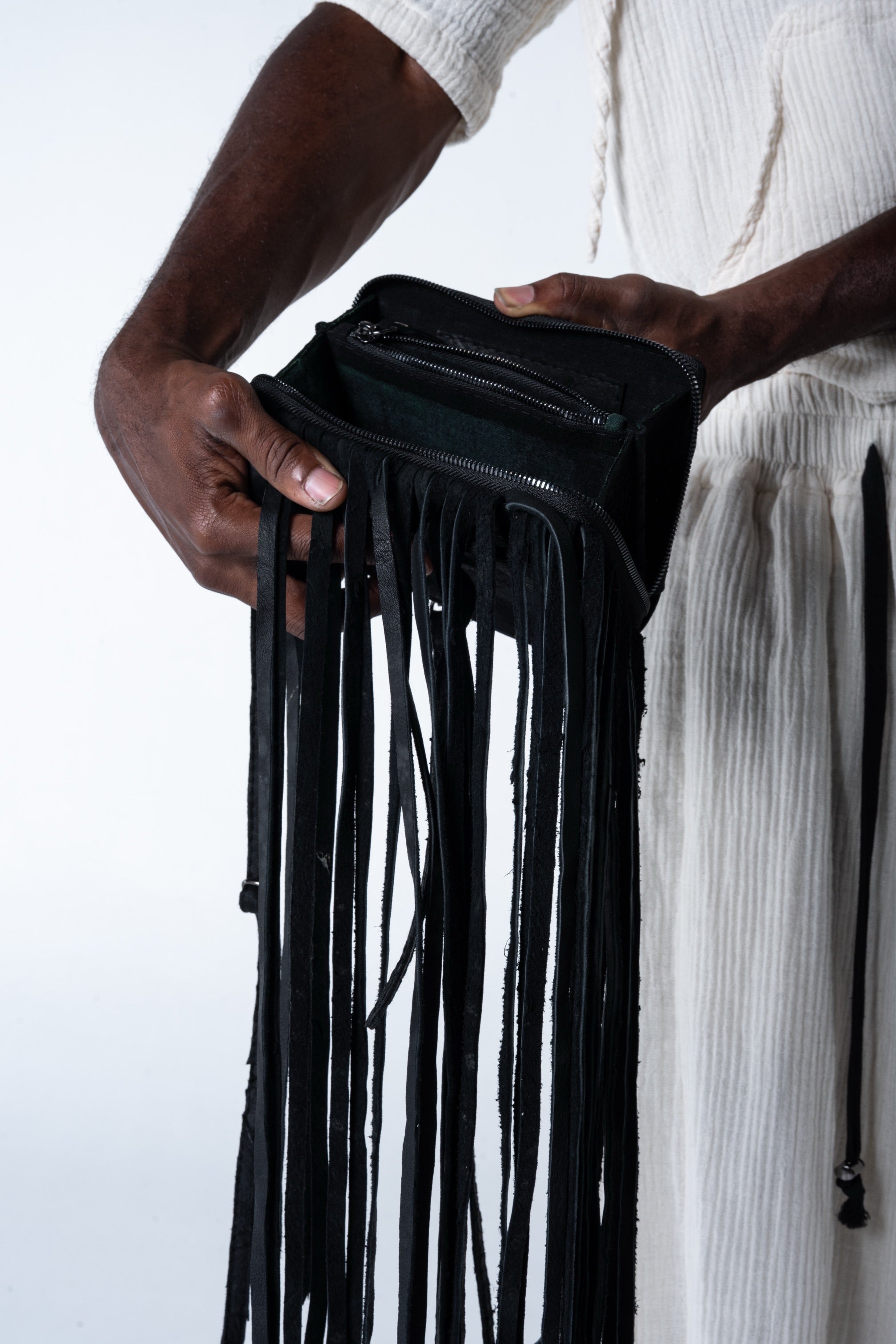Sappho Fringe Bag - Black