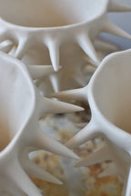 Handmade Spikes White Ceramic Flower Vase V