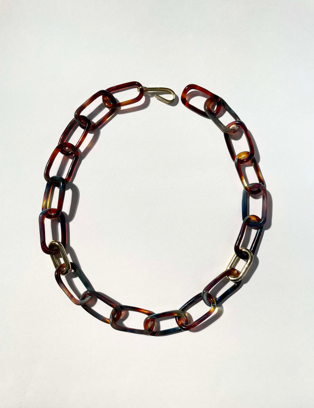 Oval Glass and Brass Necklace