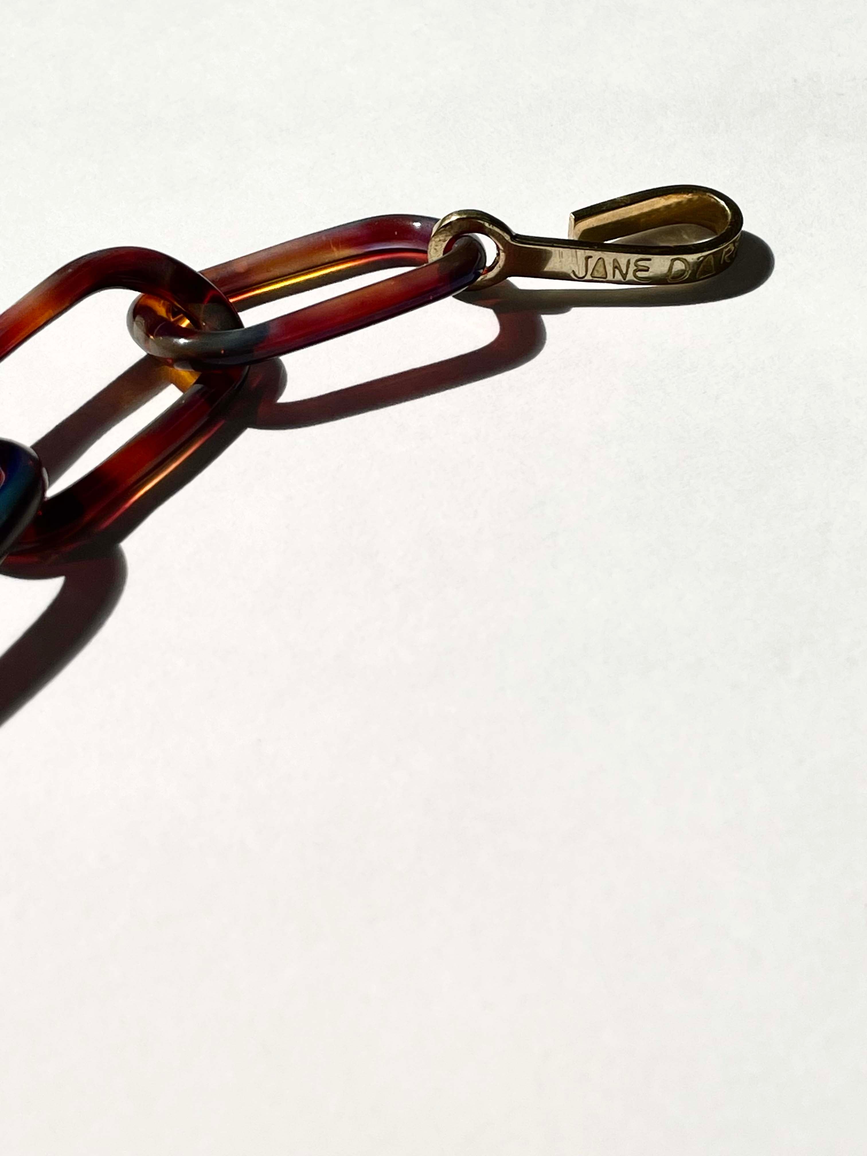 Oval Glass and Brass Necklace
