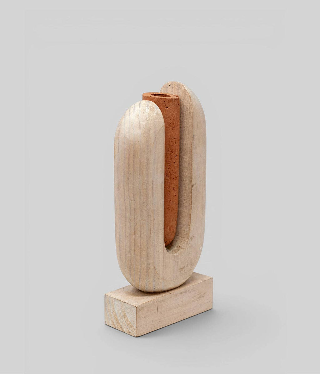 Arched Wood Vase, Pale