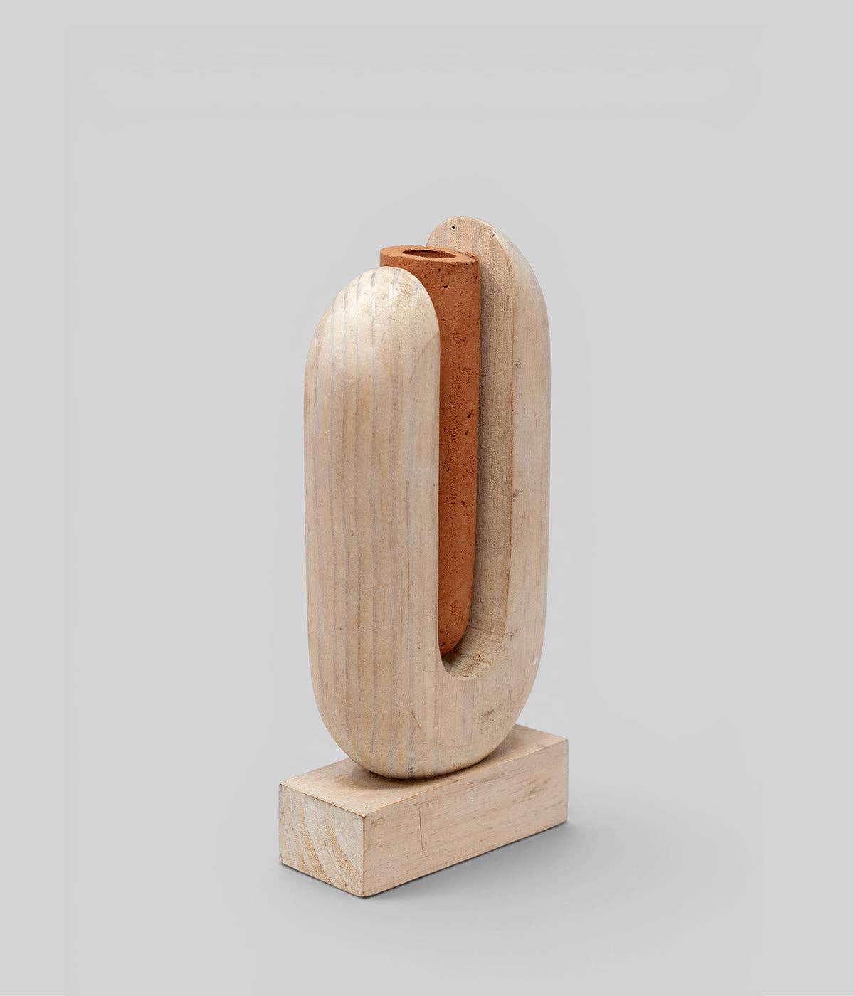 Arched Wood Vase, Pale
