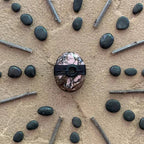 Rhodonite Palm Stone Wrapped With Sea Glass Bead