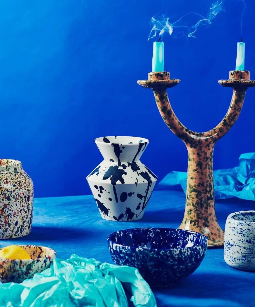 Handmade Rock Decorative Ceramic Vase I - Black & White