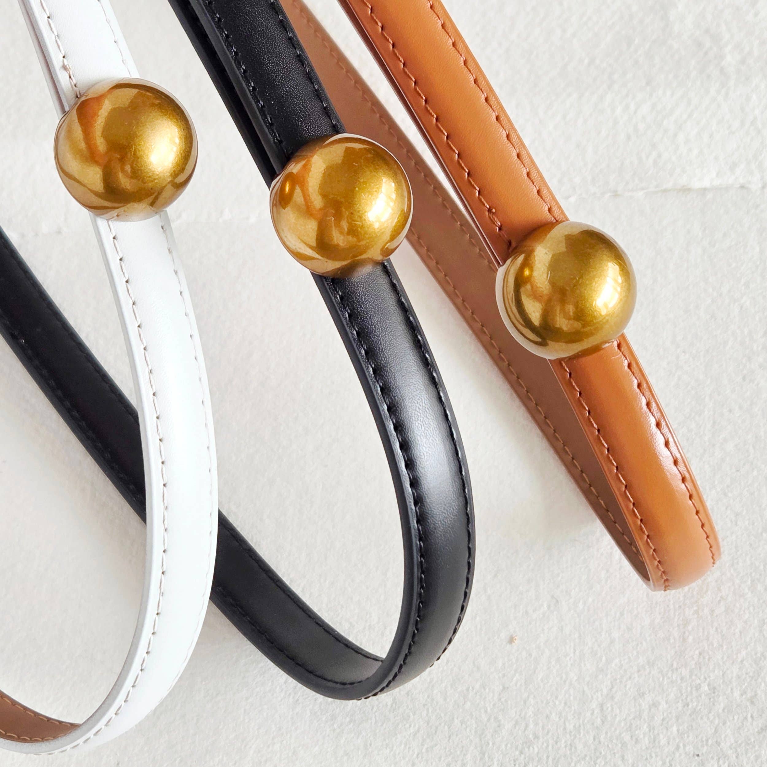 Leather modern simple thin molecule belt