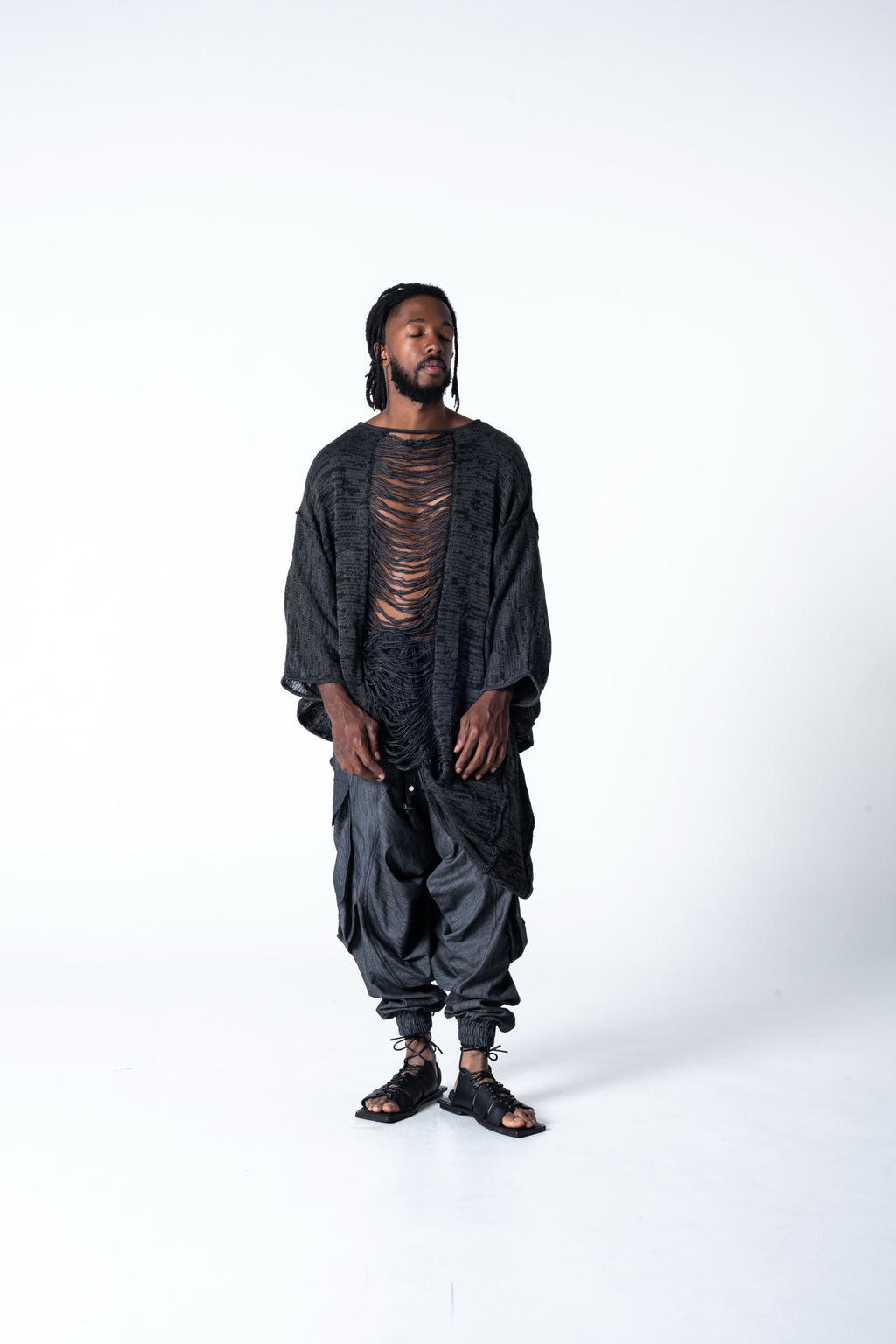 Alaceus Poncho - Black / Grey