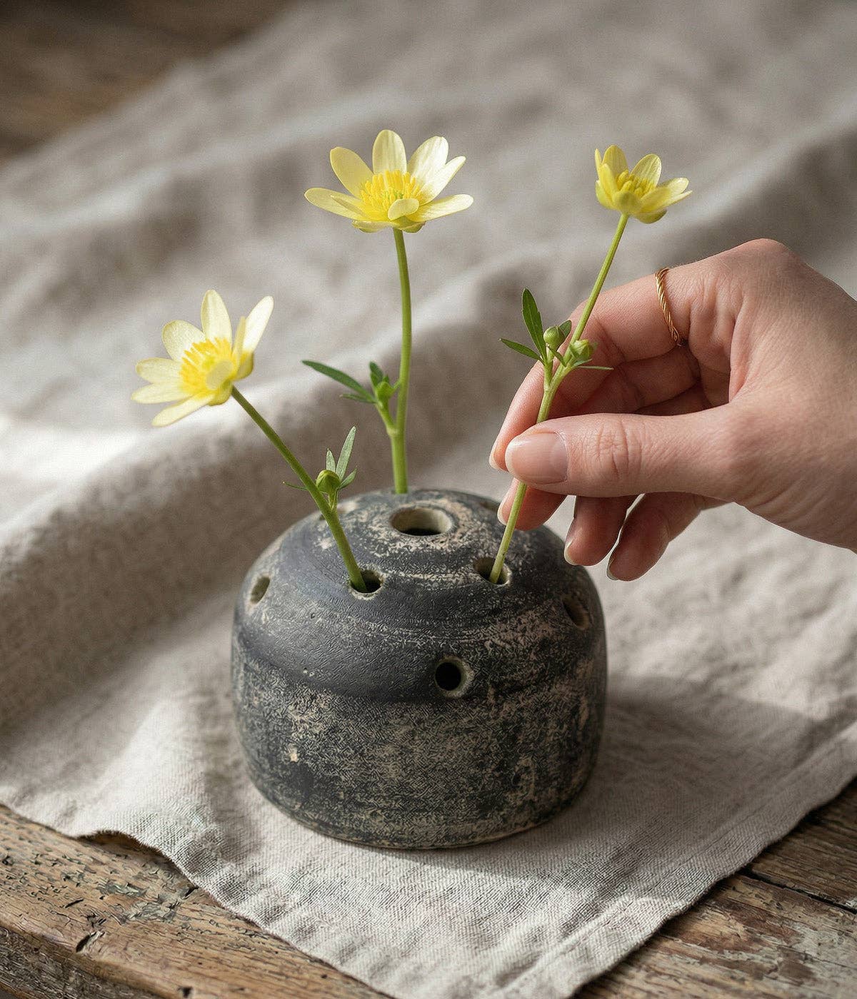Terra Cotta Frog Vase, Grey Patina