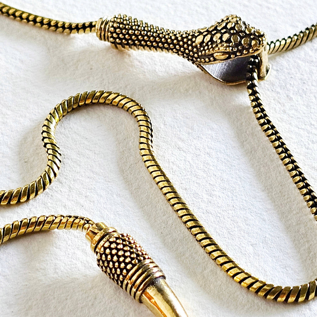 Brass Chain Serpent Necklace - Long