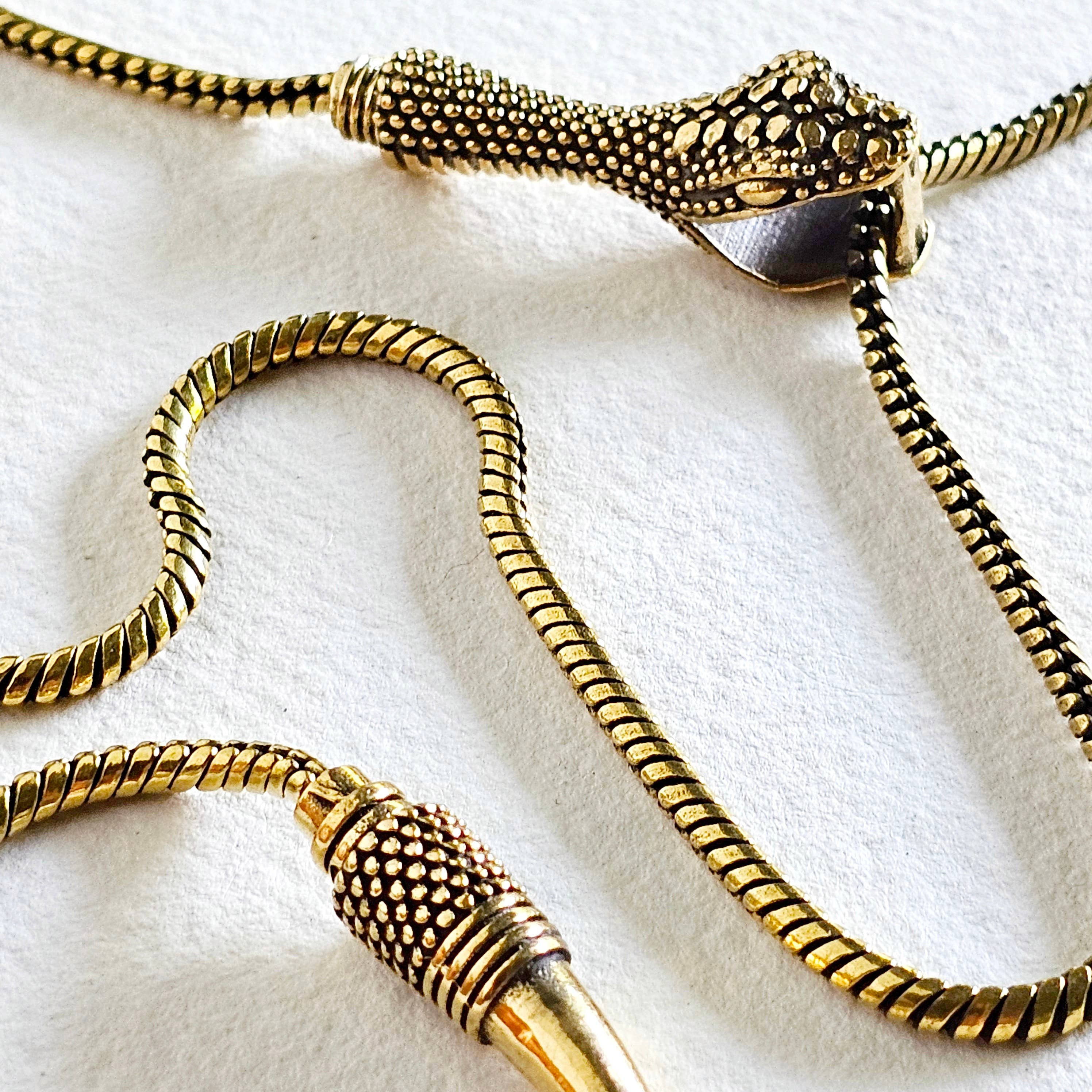 Brass Chain Serpent Necklace - Long
