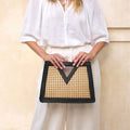 Cane Weave Triangle Rattan Handbag