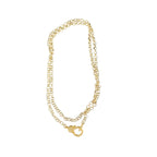 Gold Rolo Chain Necklace with Pave Diamond Clasp