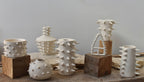 Handmade Spikes White Ceramic Flower Vase V