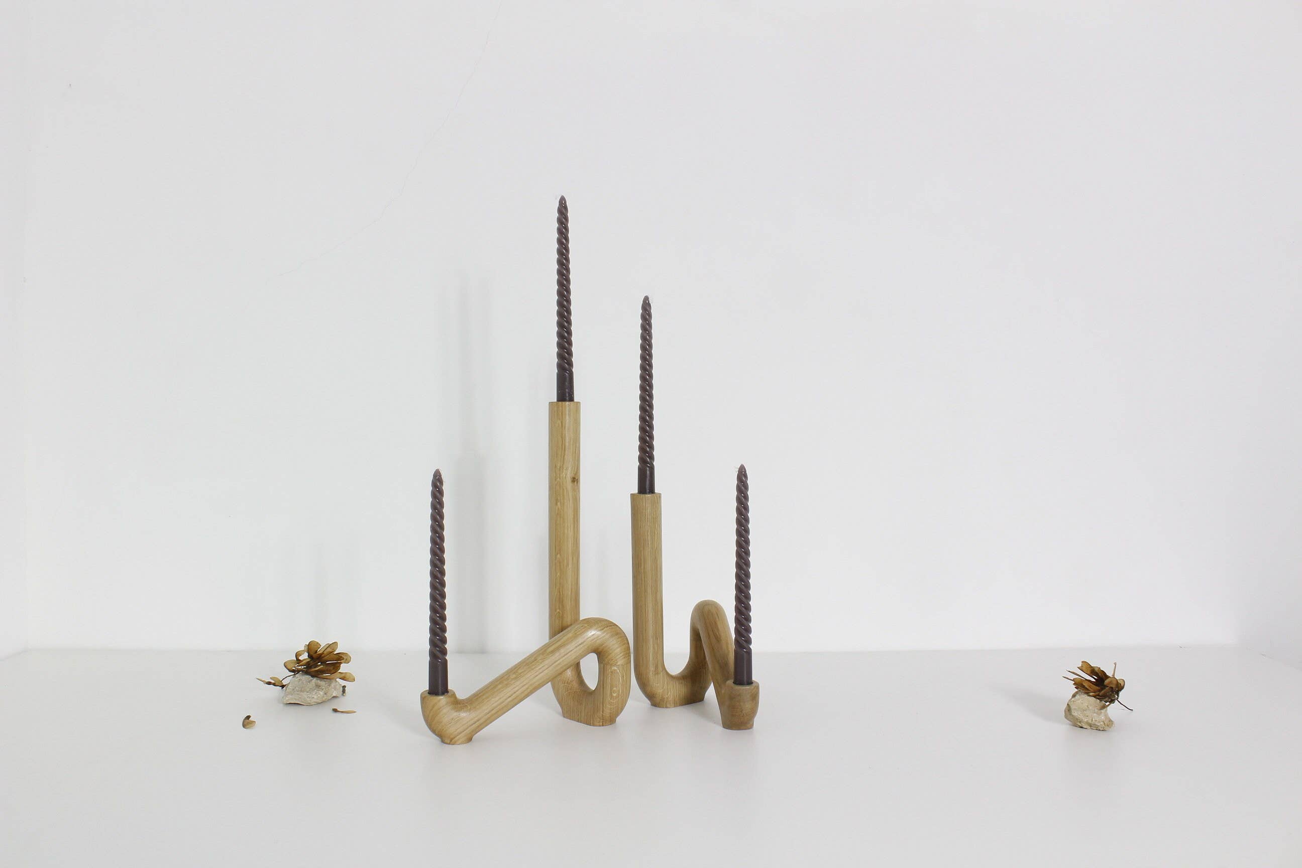 "Affluent" Wooden Candle Holder For Two Candles In Oak