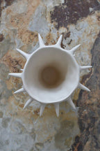 Handmade Spikes White Ceramic Flower Vase V