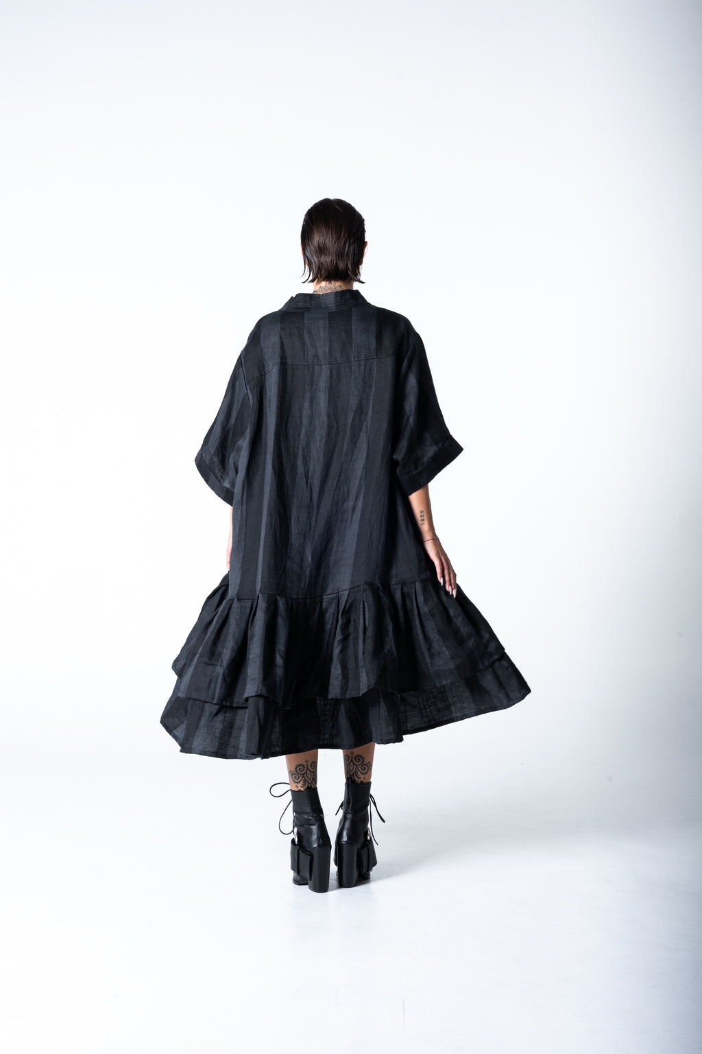 Lalune Dress - Grey Stripe