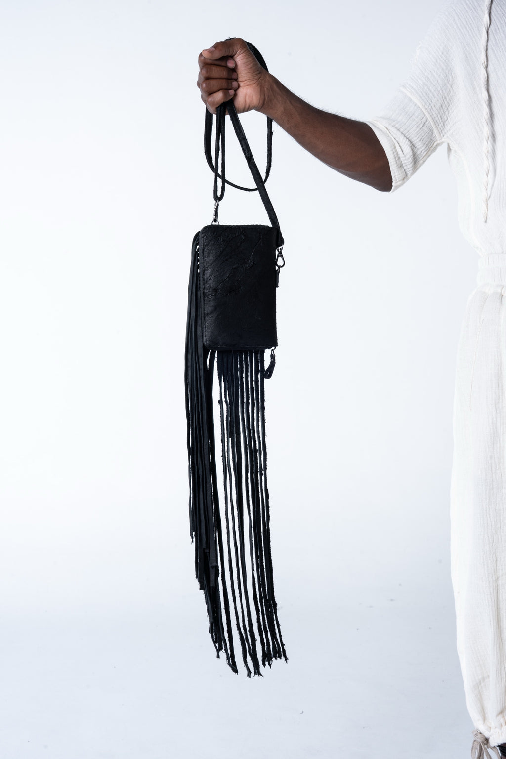 Sappho Fringe Bag - Black