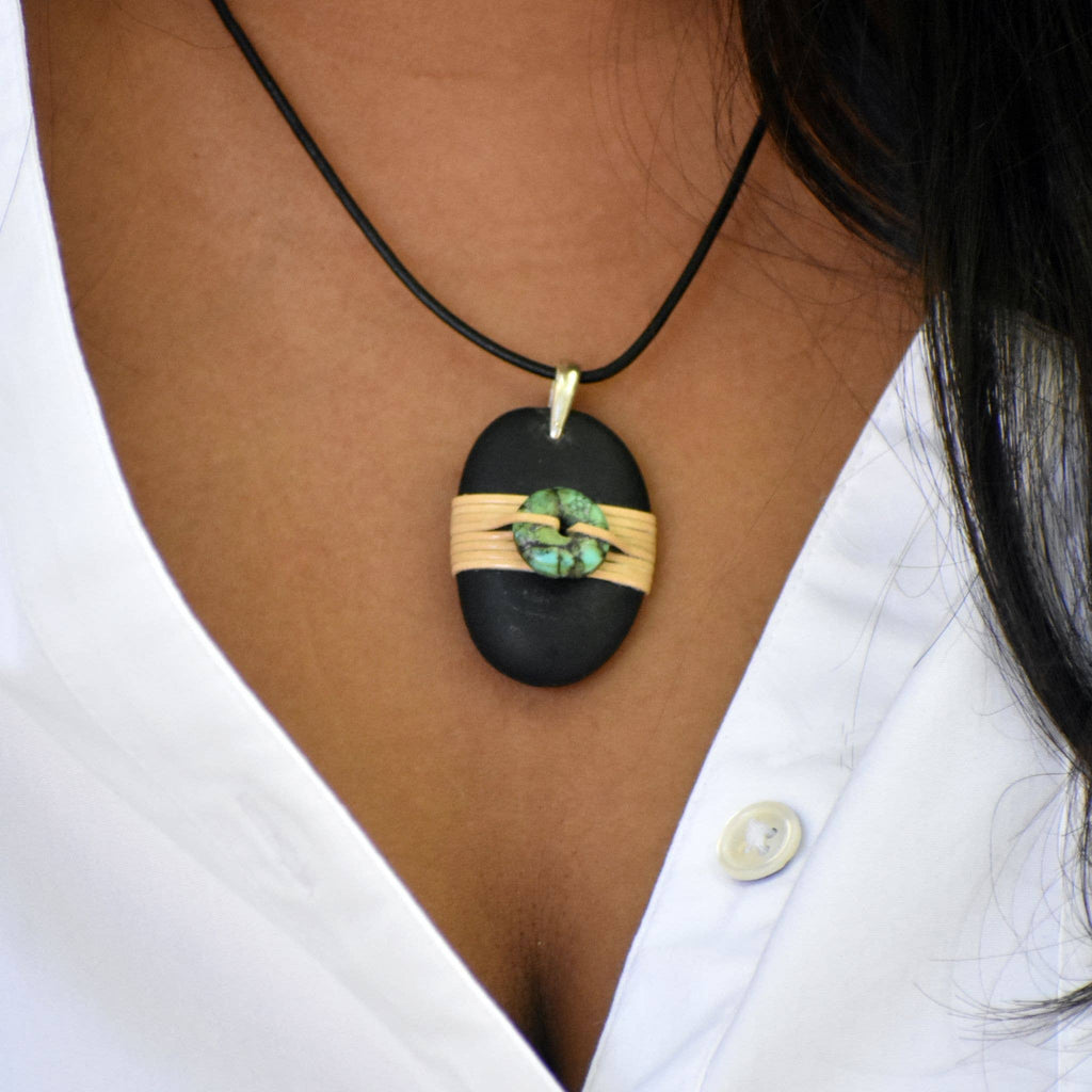 Turquoise Bead Wrappedrockz Necklace