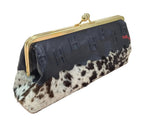 Leather and Hide Clutch with Brass Chain