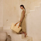 Oversized Ivory Rattan Tote Braided Handle