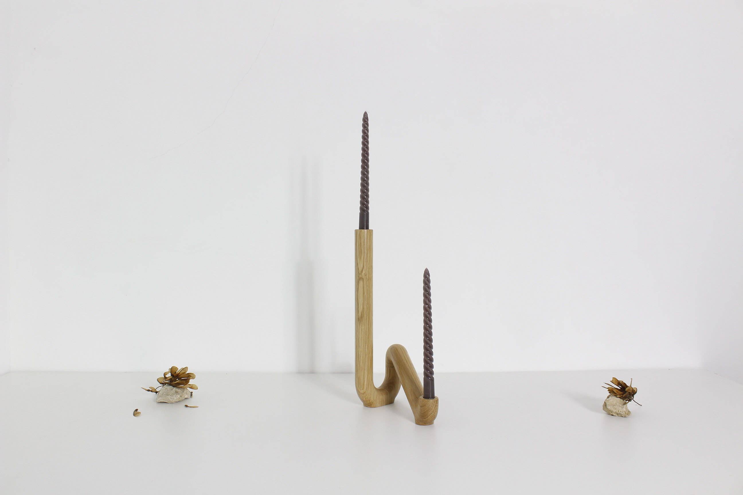 "Affluent" Wooden Candle Holder For Two Candles In Oak