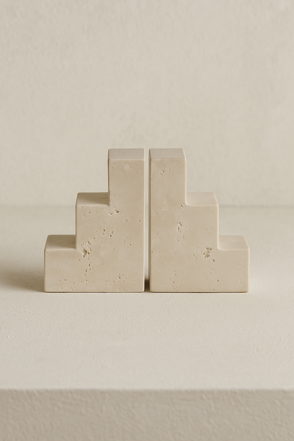 Travertine Stair Cube Bookend Set of 2