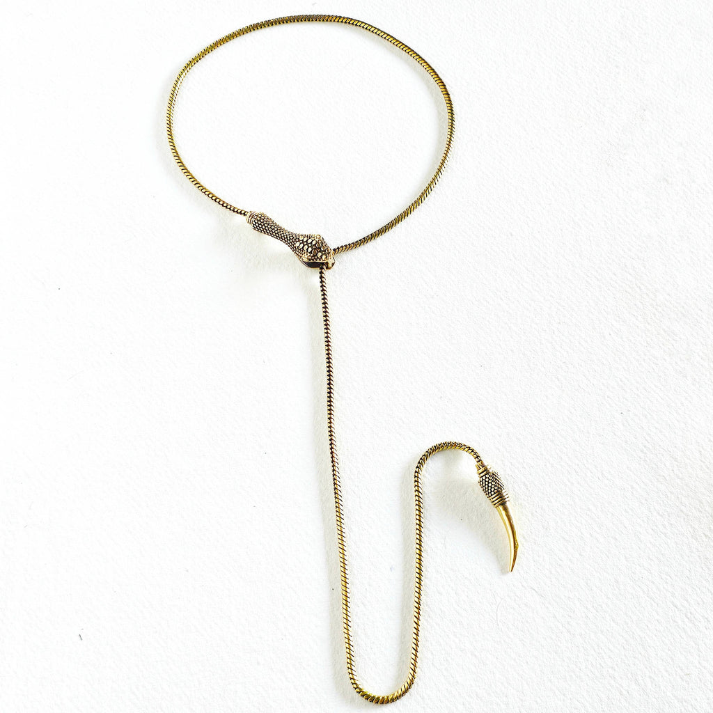 Brass Chain Serpent Necklace - Long