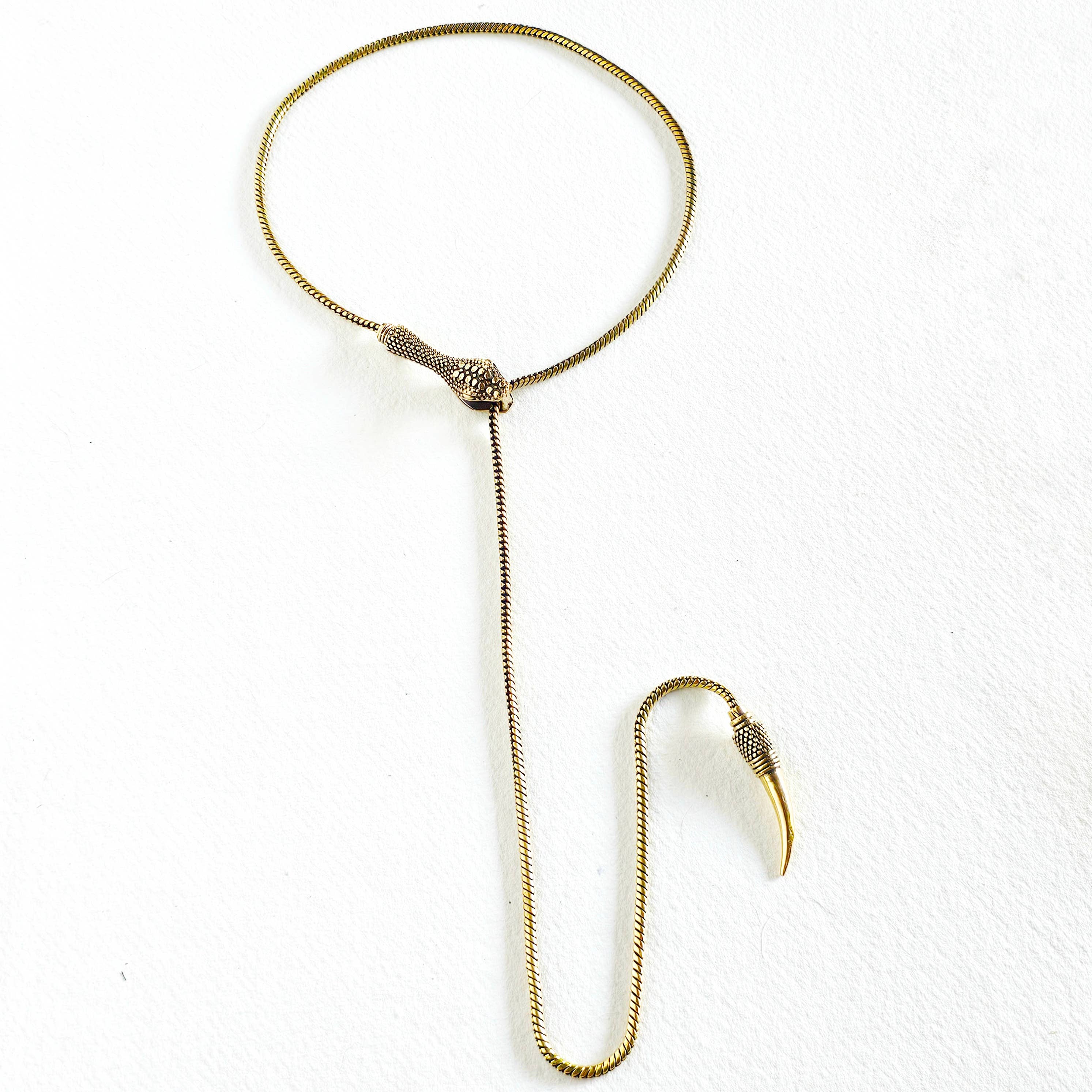 Brass Chain Serpent Necklace - Long