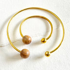 Wood & Brass Bangle Bracelet