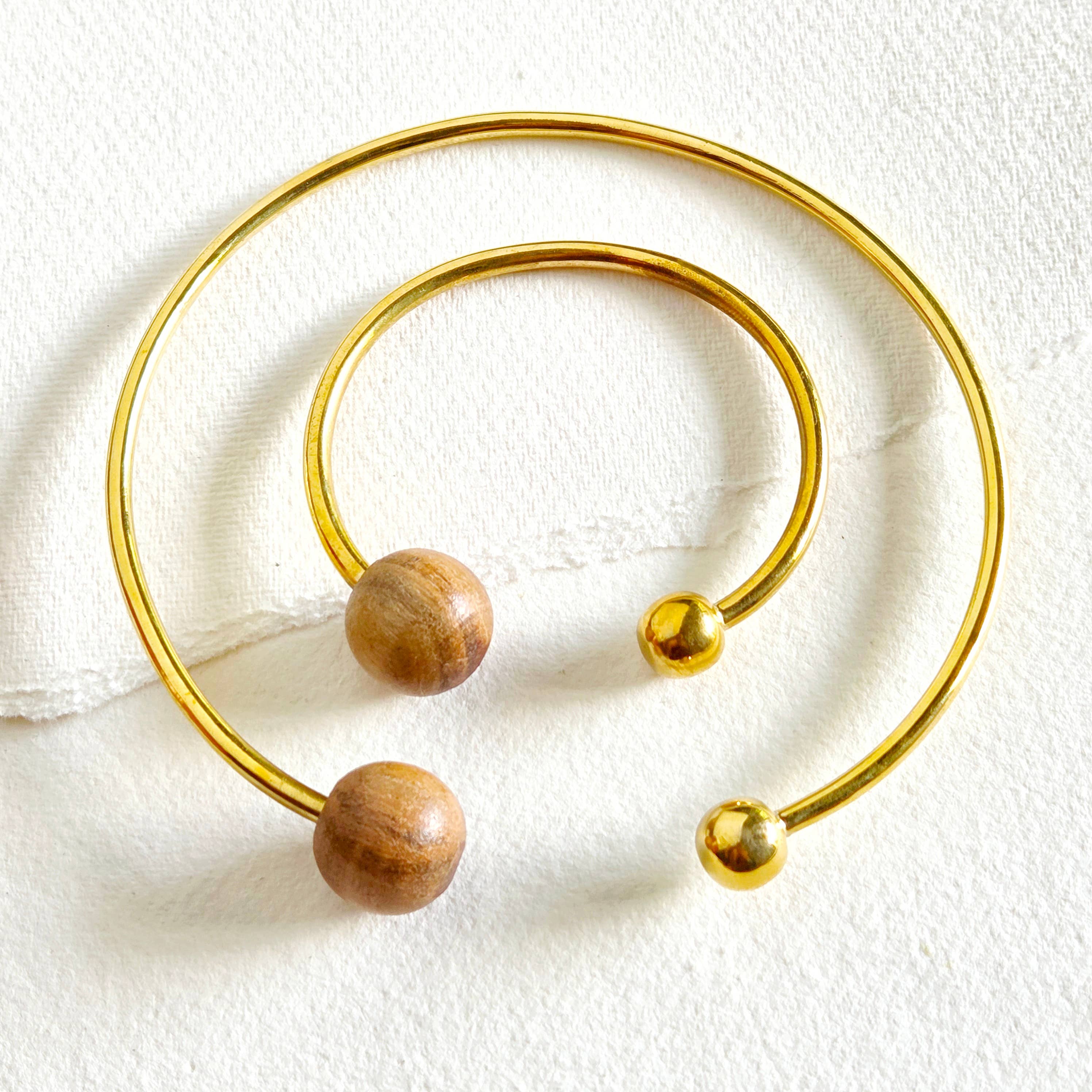 Wood & Brass Bangle Bracelet