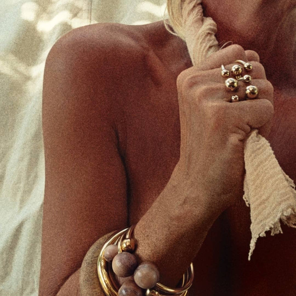 Wood & Brass Bangle Bracelet