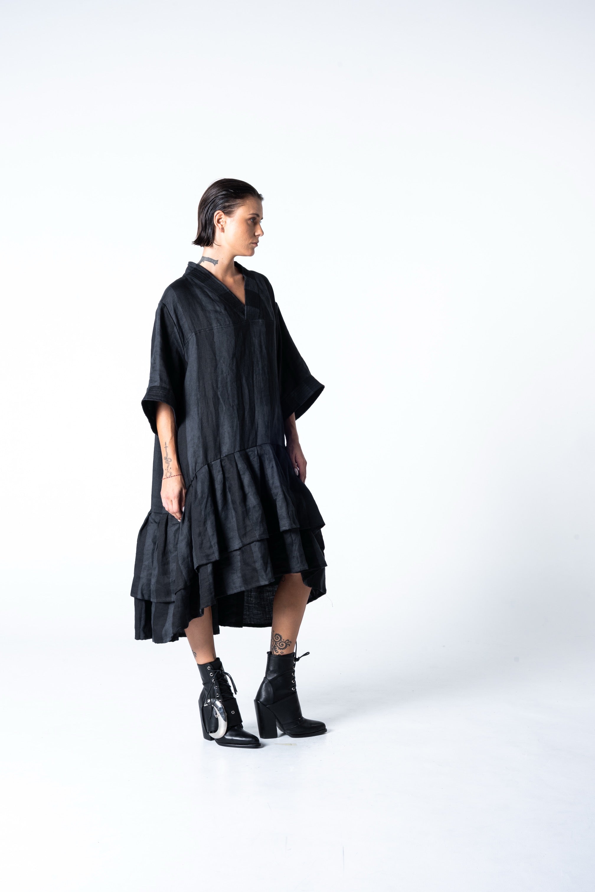 Lalune Dress - Grey Stripe