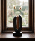 Arched Wood Vase, Charcoal