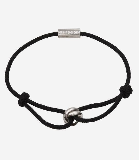 Black Rope Sterling Silver Trinity Bracelet
