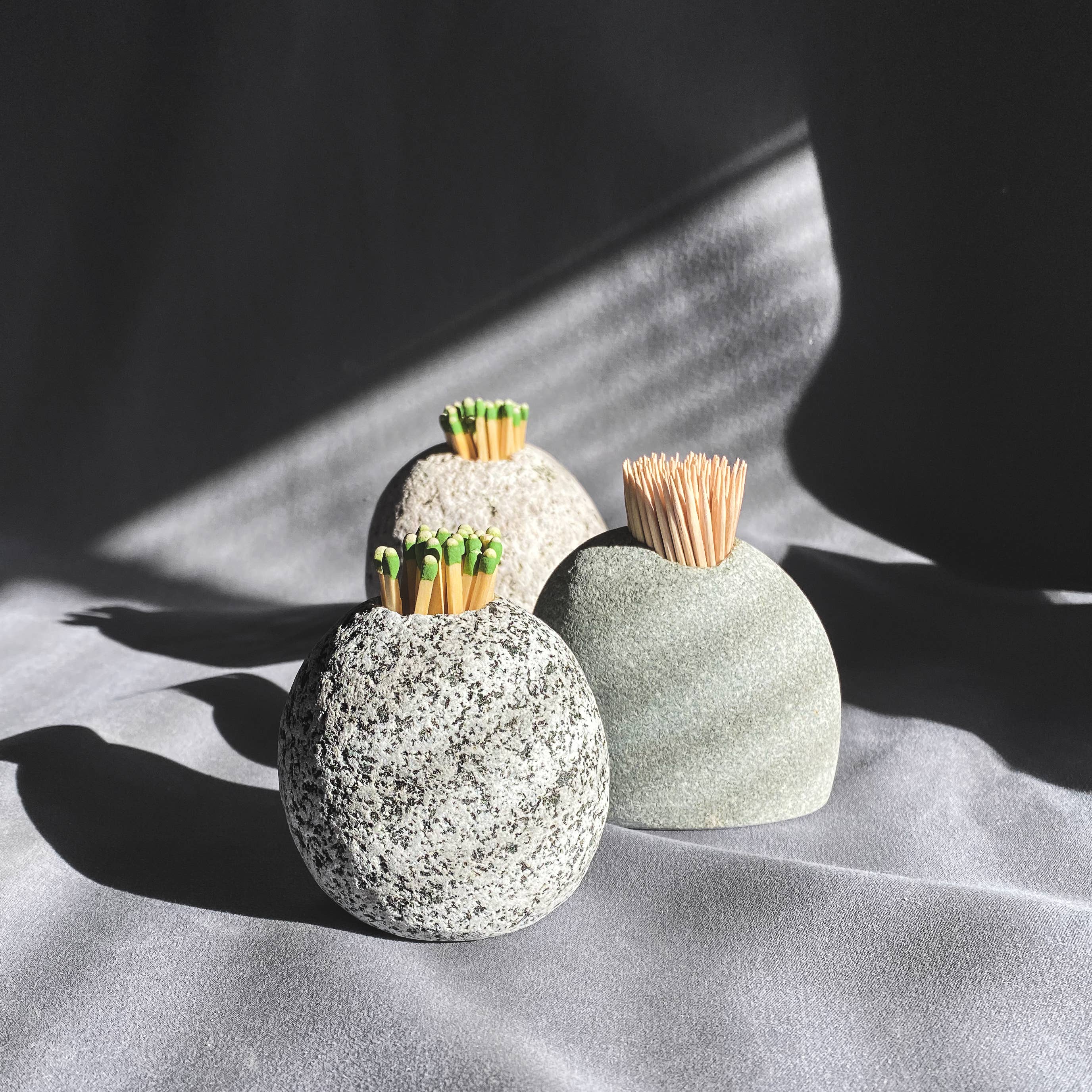 Handcrafted Stone Match Striker & Toothpick Holder