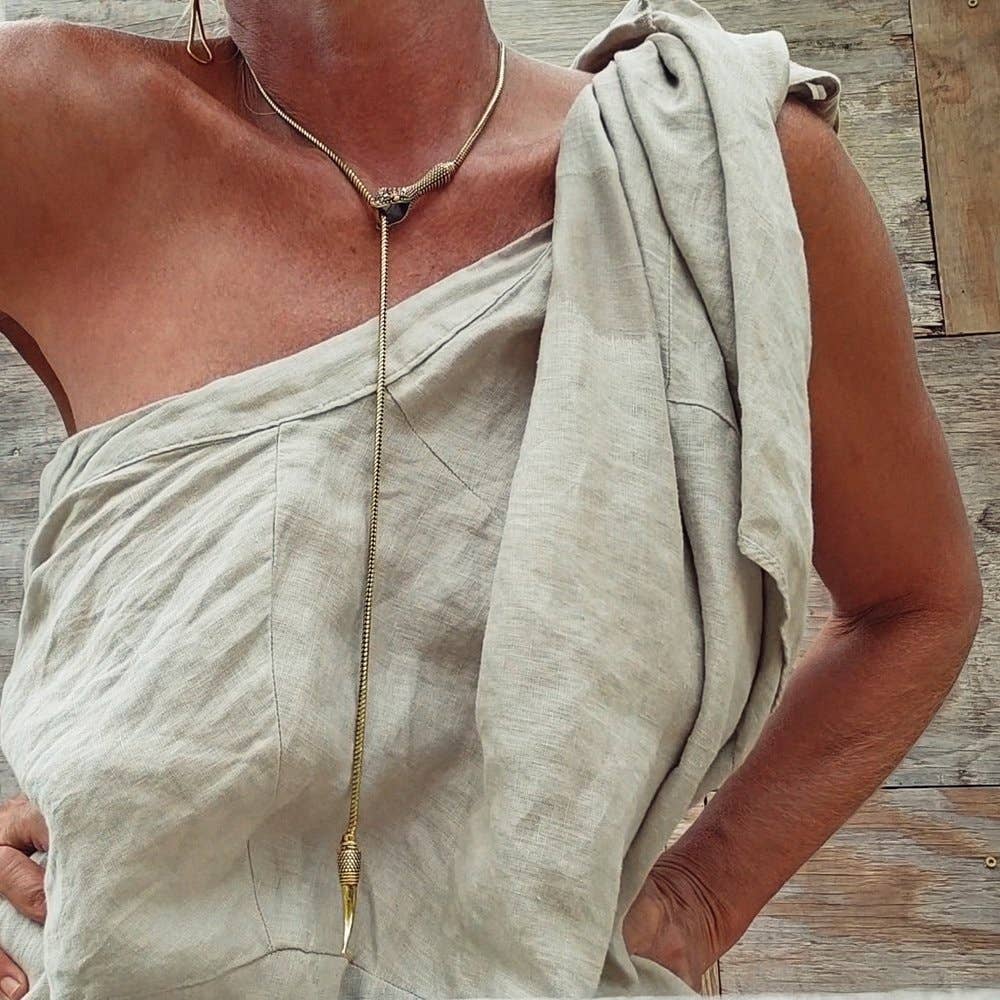 Brass Chain Serpent Necklace - Long