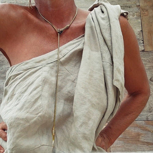 Brass Chain Serpent Necklace - Long