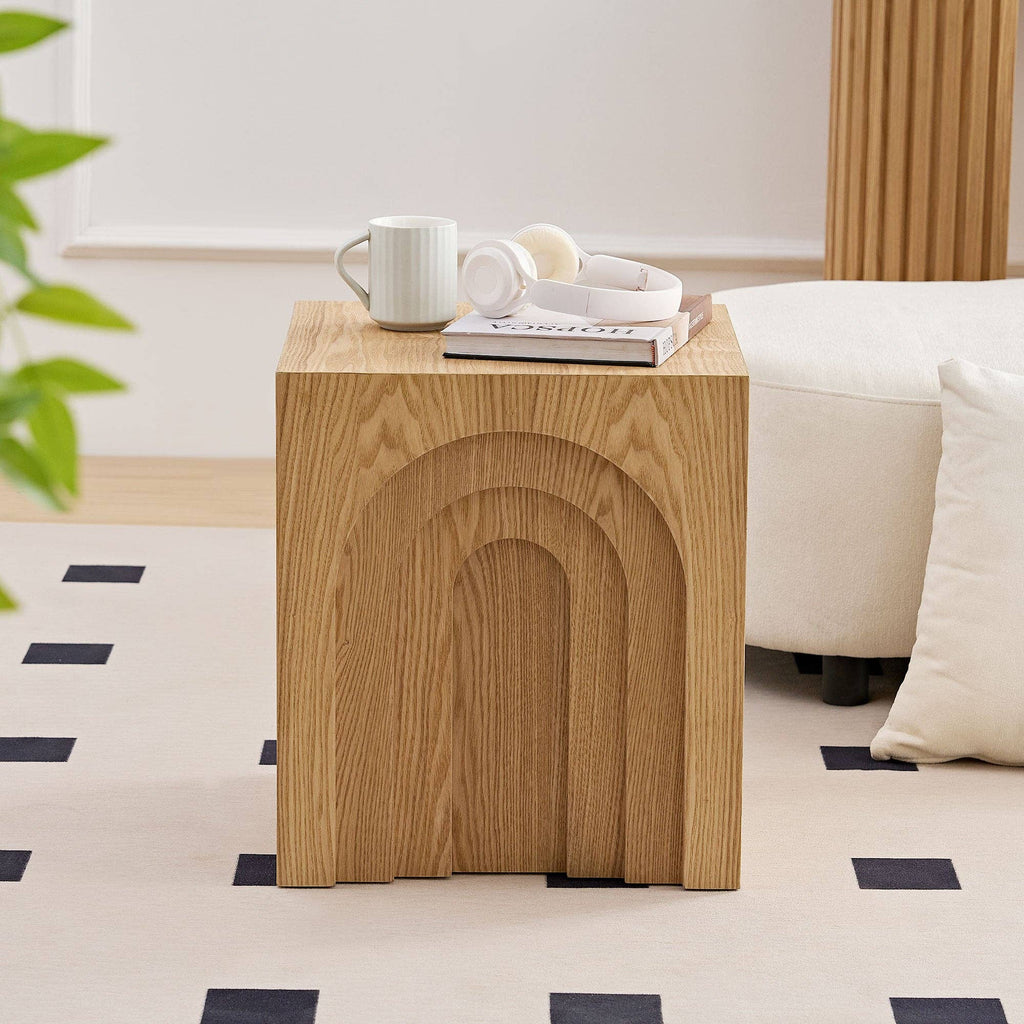 Natural Square Side Table Modern Accent End Table
